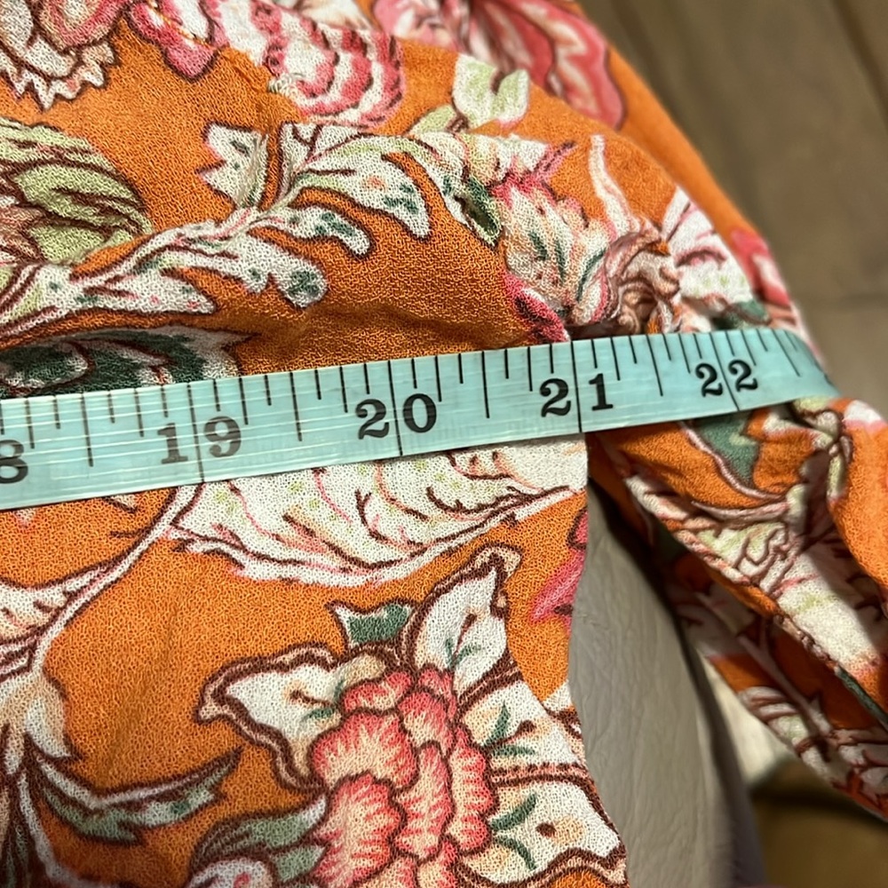 RACHEL Rachel Roy Boho Floral Peasant Blouse Tassel Tie Size XL - Picture 7 of 10
